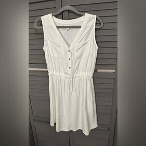 Maurices White Button-Front Elastic Drawstring Waist Sleeveless Dress Size Small